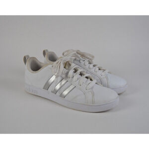 Adidas VS Advantage Sneakers White/Silver Women Size 9.5‎ Pre-Owned
